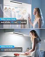 Vista 4 de Ferswe Luces de armario con sensor de movimiento, pantalla de nivel de batería, luces para debajo del gabinete recargables, control táctil