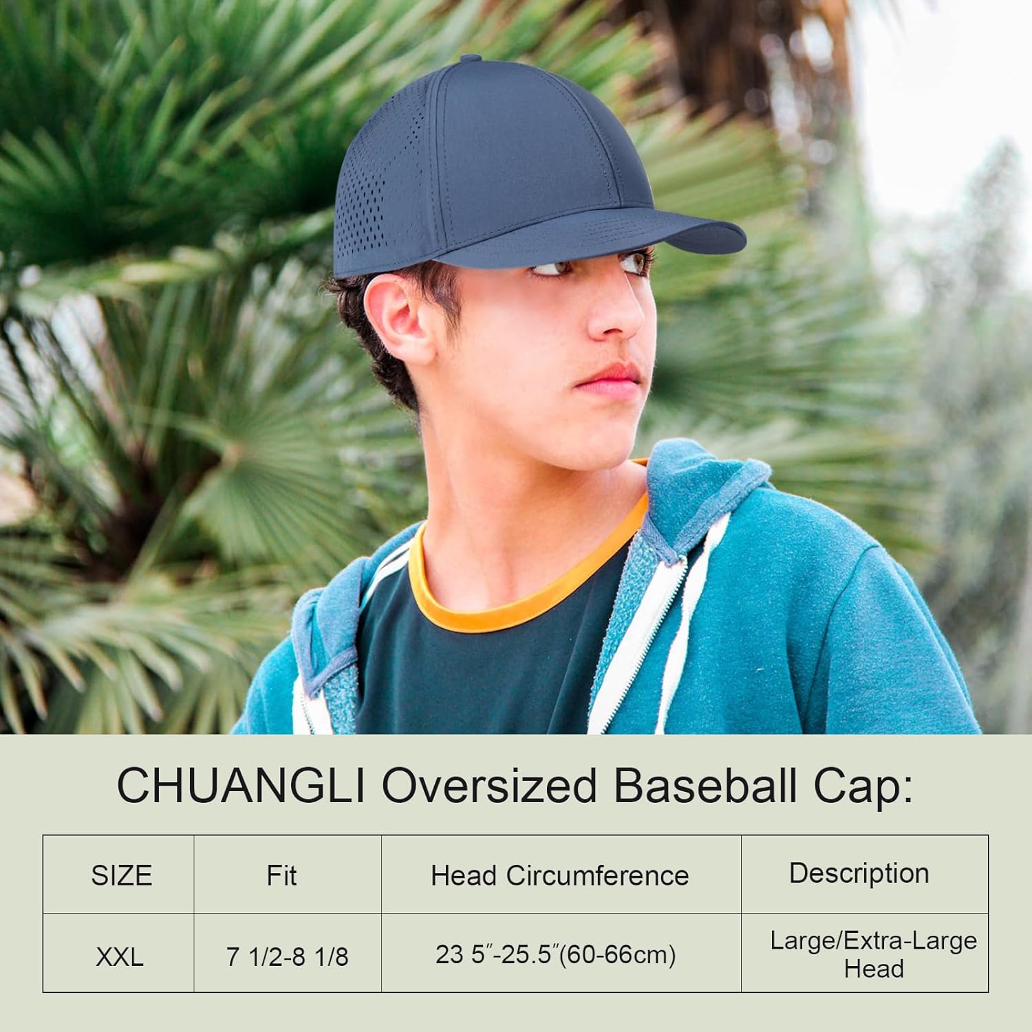 XXL Large Size Mens Quick Dry Baseball Cap Laser Cut Breathable Mesh Sport Cap Curved Brim Snapback Hat for Big Head - Image 9