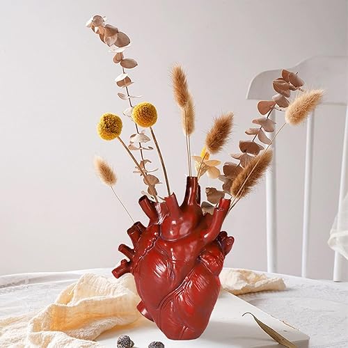 Miniatura 2 de Jarrón anatómico de corazón – Florero único de resina, jarrones en forma de corazón rojo para esculturas de flores, decoración del hogar, maceta de
