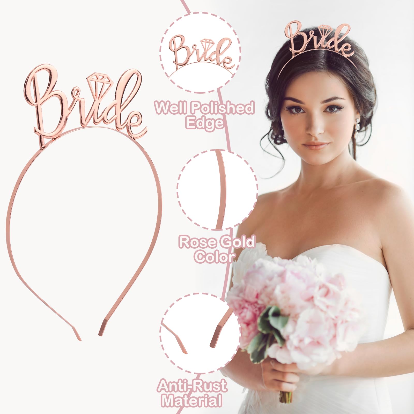 Kit Accessori Sposa - 16 Pezzi Per Addio Al Nubilato, Con Velo E Braccialetti - Foto 4