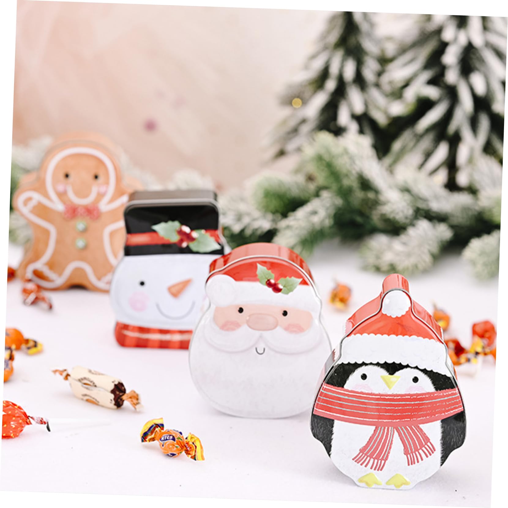 4pezzi Scatola Per Biscotti e Caramelle Motivi Natalizi Decorativi Per Dolcetti e Caramelle Per Festa Natale Decorazione Casa Piccolo e Leggero Facile Riporre e Trasportare