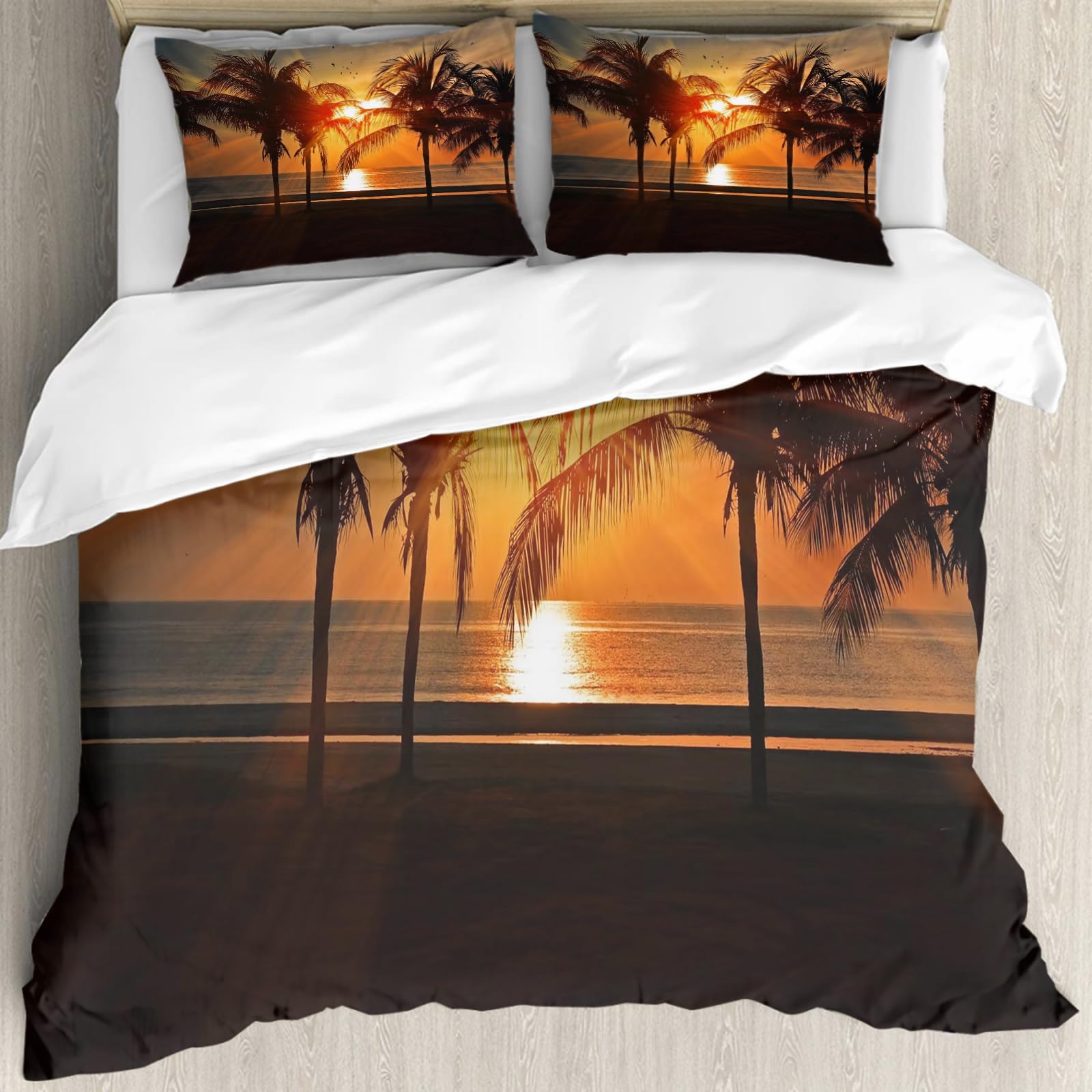 Housse de couette anti-allergique 200x228cm avec motif coucher de soleil