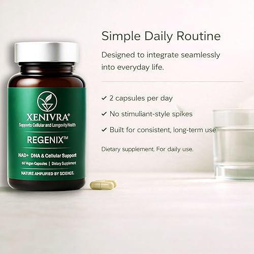 Miniatura 2 de Xenivra Regenix Suplemento de longevidad NAD & Booster  Energía celular y apoyo para la reparación del ADN  Resveratrol, quercetina, CoQ10 y