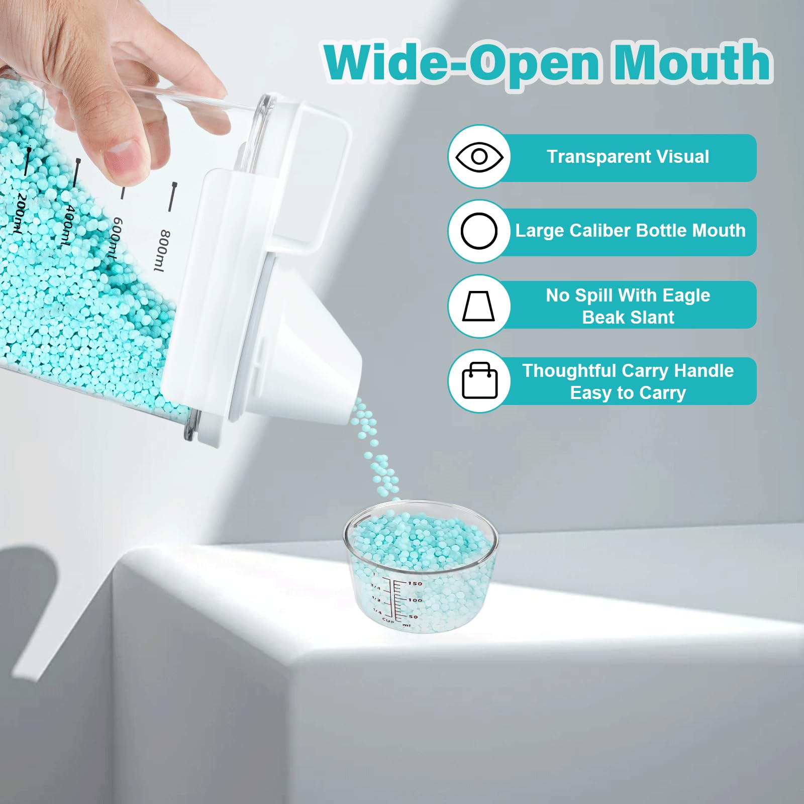 Dispenser Detersivo Ermetico 1100ml Con Misurino - Contenitore Per Polveri E Liquidi - Cucina E Bagno