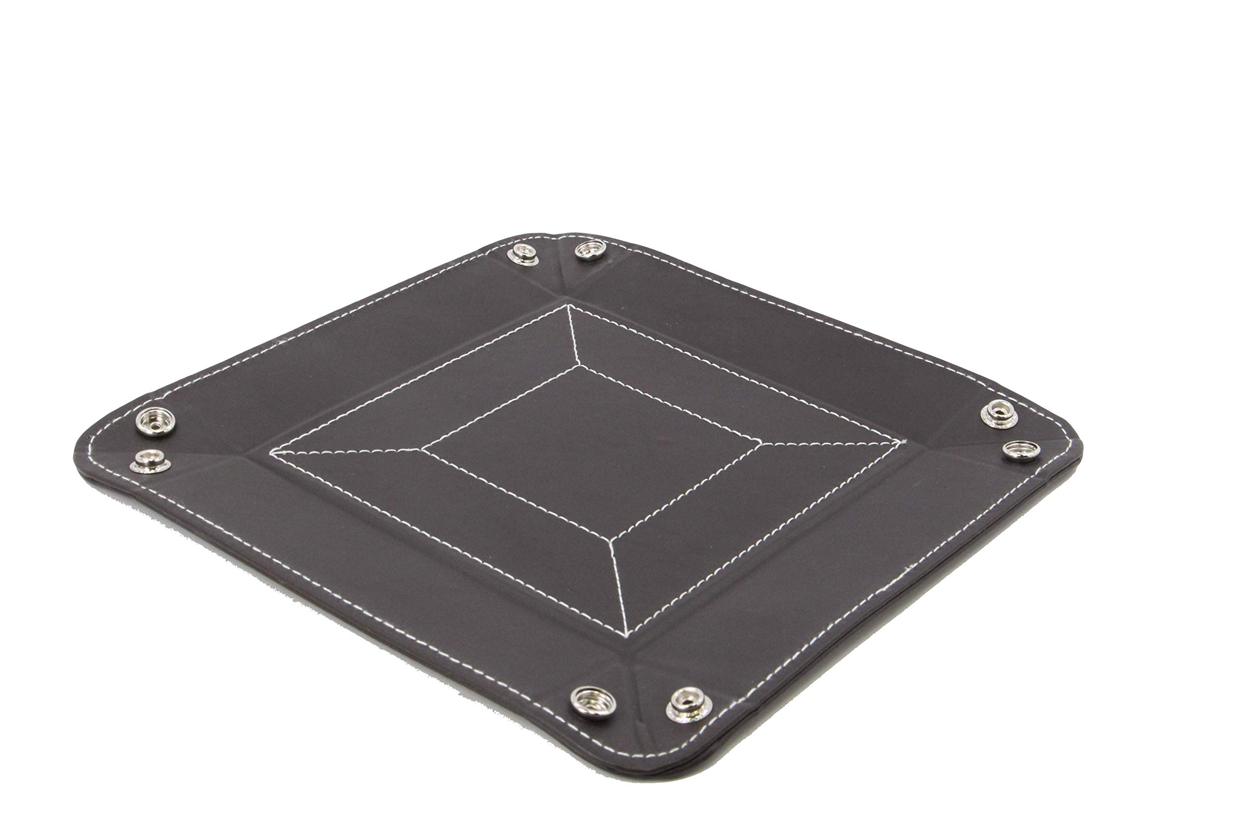 Decorebay Easy Pocket Dump Foldable Leather Valet Tray (Brown)