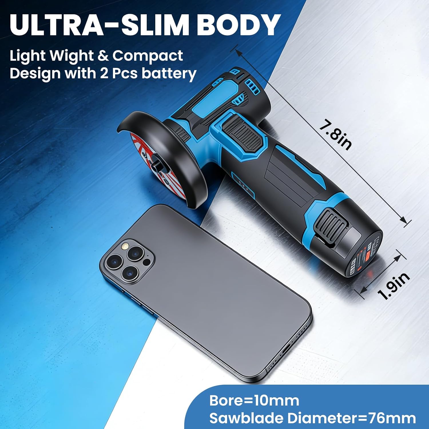 Cordless Brush Angle Grinder Kit,19500rpm Mini Electric Angle Grinding Tool, 550W Grinder Handheld Cutter for Cutting with 2 pcs 12V 1500mAh Batteries, for Metal/Wood Cutting and Grinding