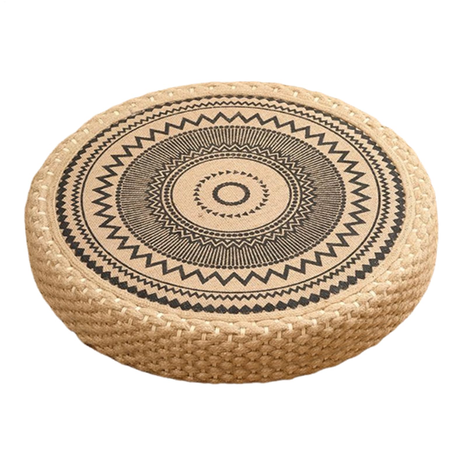 Coussin d'assise au sol en paille pour seance de yoga et detente pres de la cheminee