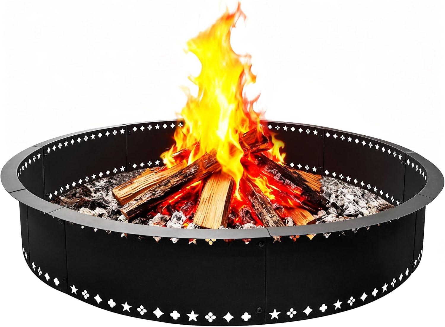 Fire Pit Ring 36 inch Fire Ring for Outside Fire Pit,Large Round Smokeless Firepit Insert,DIY Fire Rings for Outside Wood Burning Above or In-Ground Camping Firepit Ring for Outdoor Patio Yard Garden