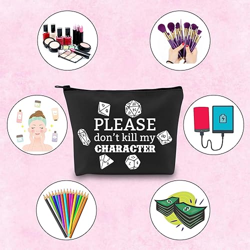 Miniatura 3 de TSOTMO Bolsa de almacenamiento para dados de DND con cremallera Please Don't Kill My Character (Kill character), Blanco, Carácter de matar