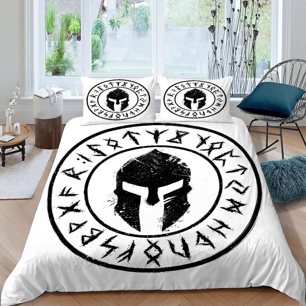 DILANI Duvet Cover Sets super king 3D Viking Quilt Cover Soft Microfiber Comforter Cover With Zipper Closure Bedroom and 2 Pillowcase Norse Mythology Runes Bedding Sets for Kids Teens and Adults