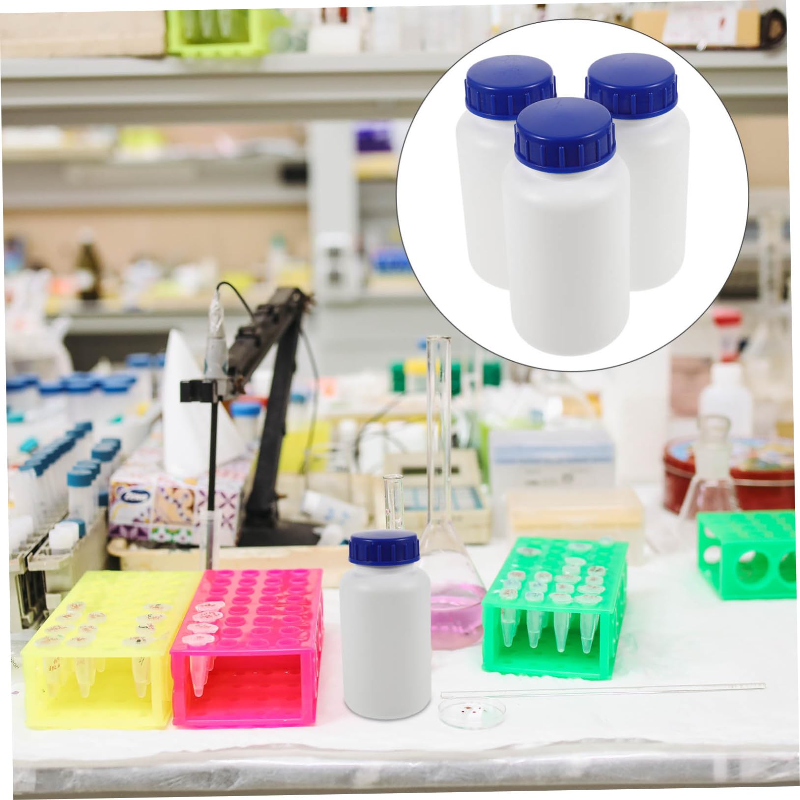 CIYODO 6 Pcs Chemical Round Bottle Chemical Reagent Bottles Reagent Bottle Empty Liquid Bottles Bottle for Reagent Bottle with Cap Storage Bottles Small Bottles White Inner Cover Ldpe