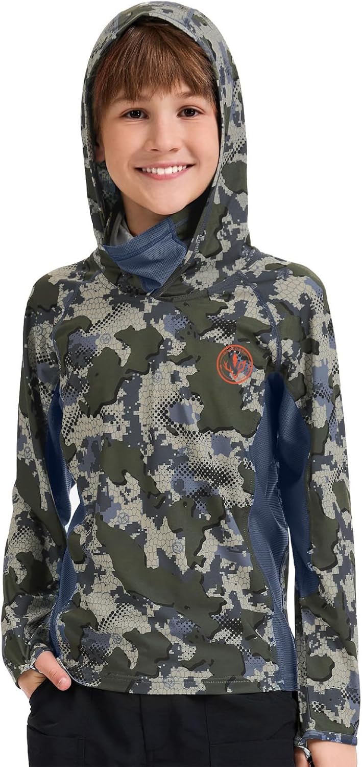 BASSDASH Youth UPF 50+ Camo Hunting Hoodie Shirt with Neck Gaiter Quick Dry Long Sleeve Hooded Tee for Fishing Hiking FS02Y - Image 2