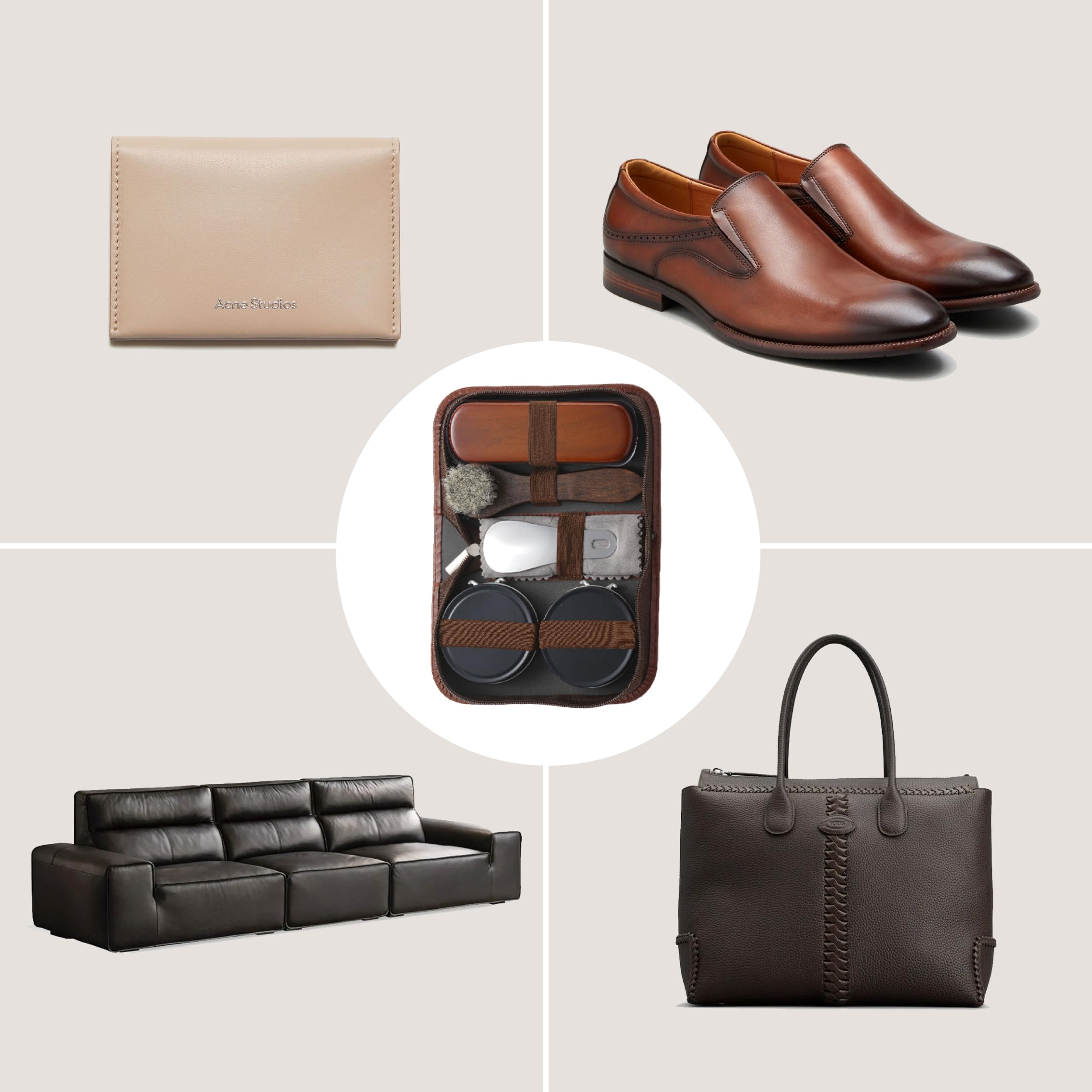 Premium Schuhpflegeset mit mittelgroßer Rosshaarbürste, runder Bürste, schwarz-weißer Schuhcreme, Poliertuch, Schuhlöffel und eleganter Aufbewahrungsbox – sehr geeignet für Reisende zu Hause