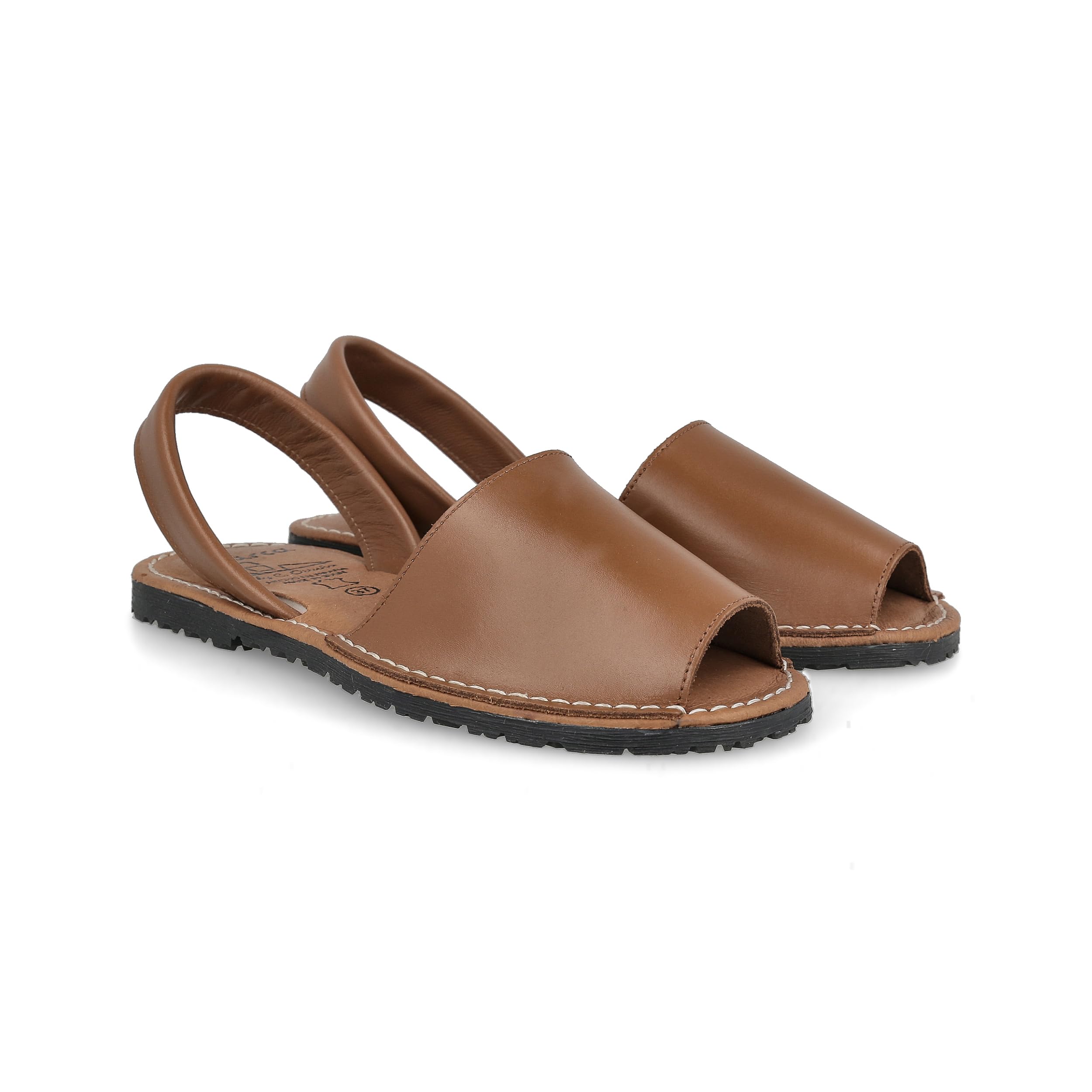 Menorquinas Avarcas de Piel para Hombre Mujer Unisex. Fabricadas en España. Sandalia Alpargata de Verano. Planta Acolchada. Talón Abierto. Cuero, Blanco y Negro.