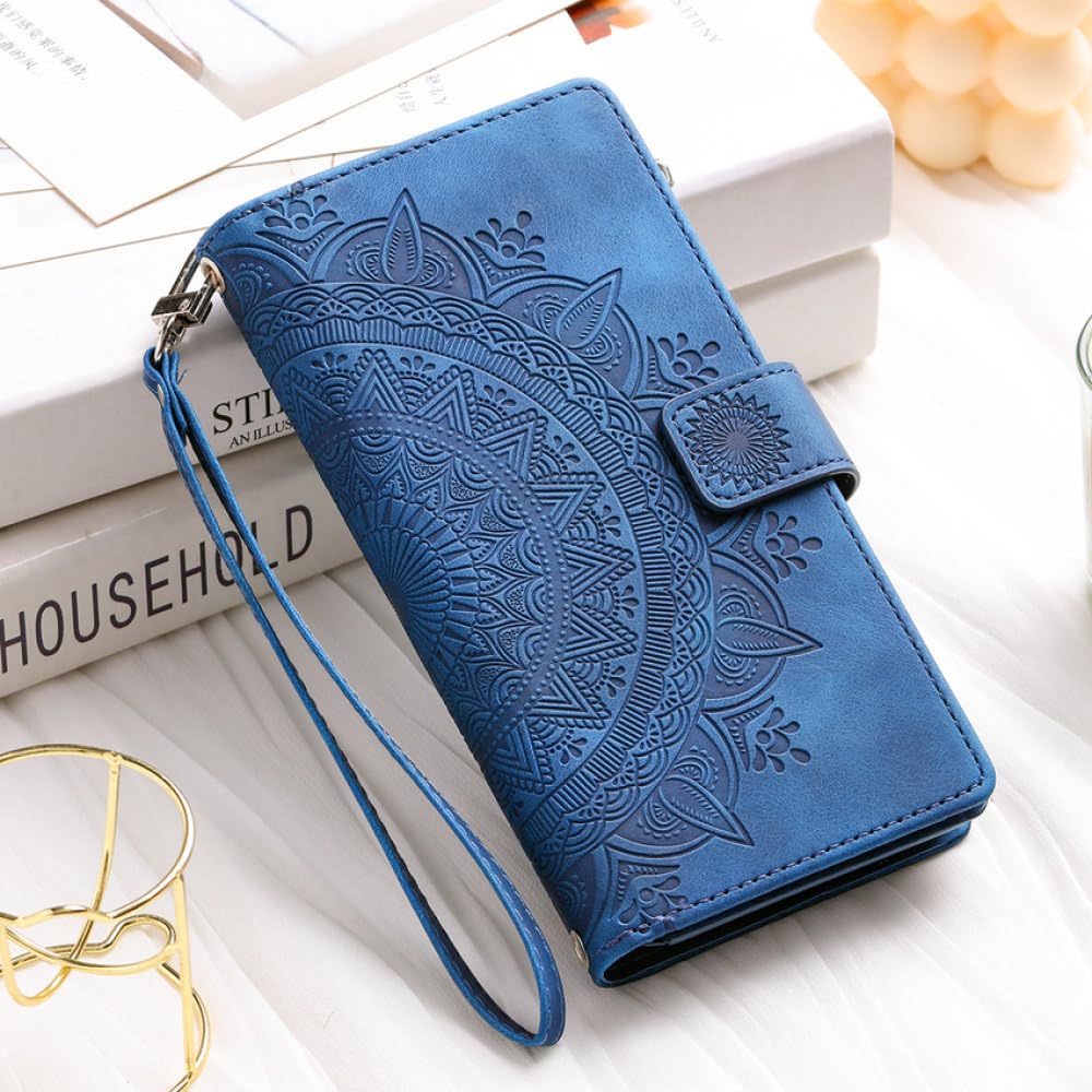 Funda de Cuero con Tapa y Billetera con Cremallera para Samsung Galaxy A04 A12 A13 A14 A22 A32 A33 A51 A52 A53 A71 A52S 5G Funda para Libro con Bolsa para teléfono, Azul, para A33 5G