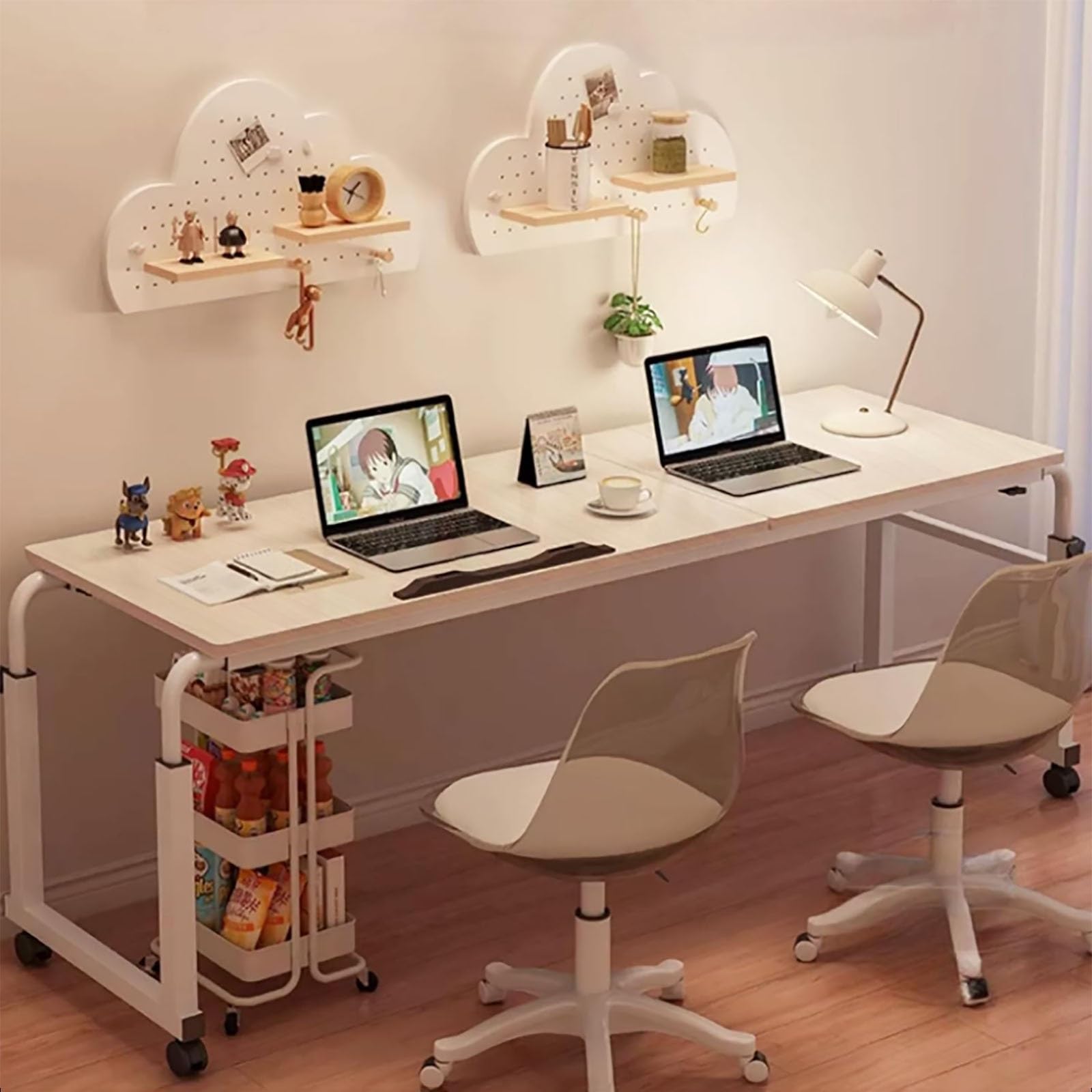 Mesas auxiliares para Cama, Altura Ajustable con Ruedas: Escritorio versátil para Colocar sobre la Cama, Mesa móvil para Comer y Ordenador (Color: A)