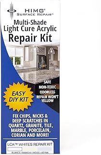 Weiß - Reparaturset für Keramik, Mineralguss, Quarz, Marmor, Porzellan, Fliesen - Abplatzer und Oberflächenschäden - HIMG Surface Repair