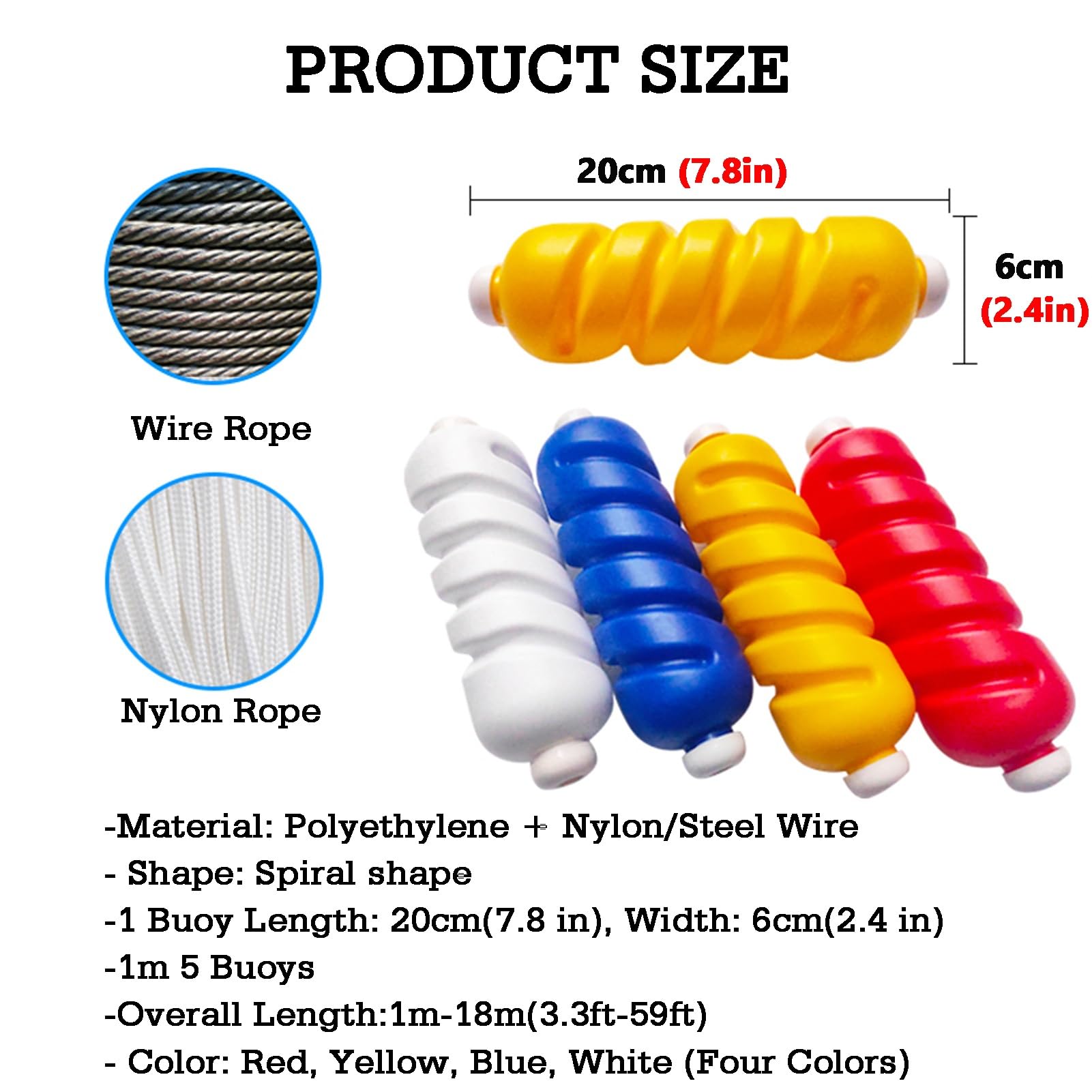 Générique Ligne de sécurité pour Piscine, kit de Flotteur en Corde de Nylon Durable pour Parc Aquatique et Plage, Installation Facile – Barrière de sécurité pour équipement de Piscine de 3 mètres