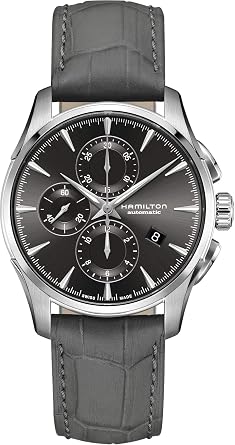 Hamilton Jazzmaster Automatic Mens Watch, 42mm Stainless Steel Case, Swiss Made, Grey Dial Analog Wrist Watch for Men, 100m Waterproof, Sapphire Crystal, Cow Leather Strap