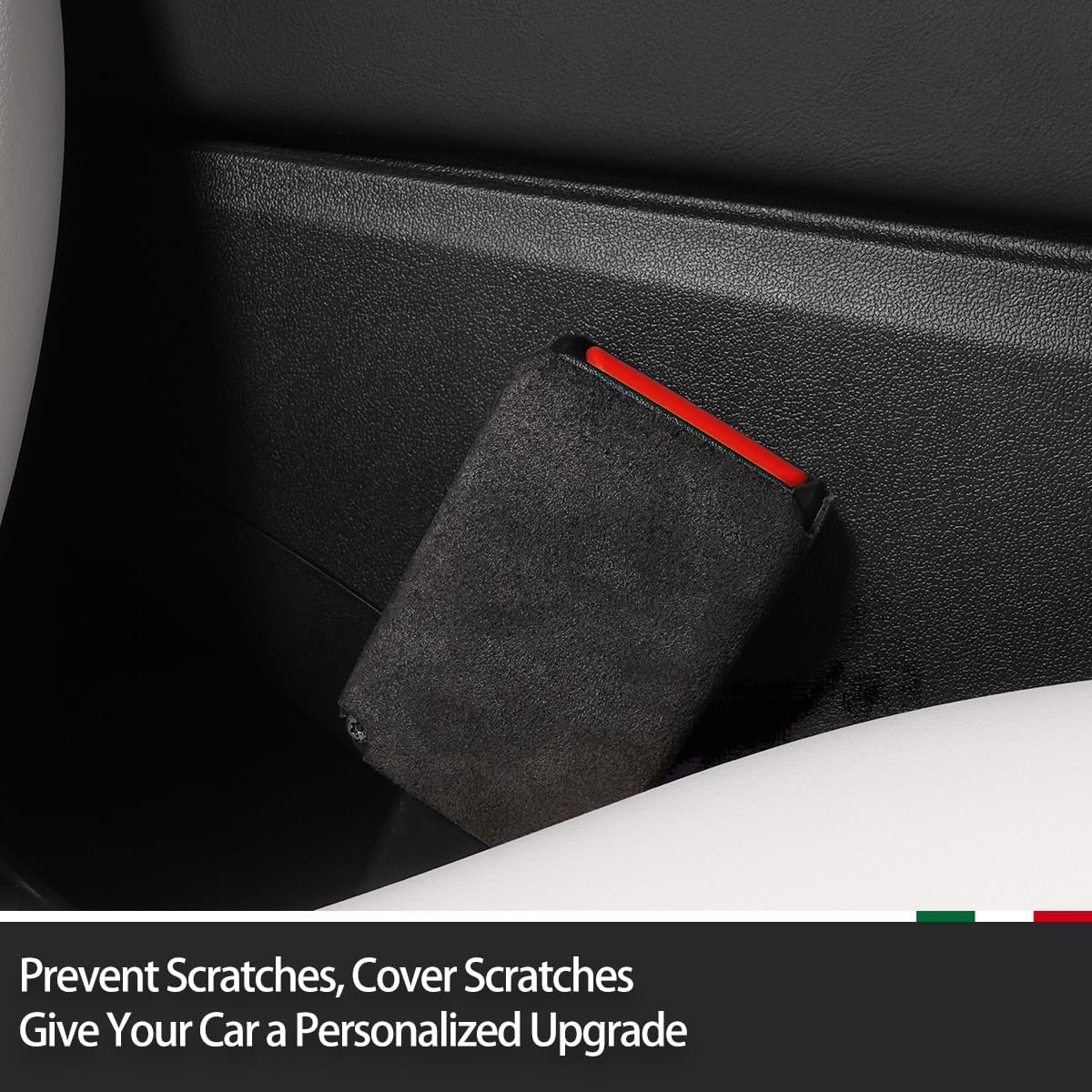 GZXinWei Black Suede Interior Trim Decor Accessories for Alcantara Tesla Model Y 2020-2024 Model 3 2017-2024 Seat Belt Buckle Cover Sticker Styling Moulding