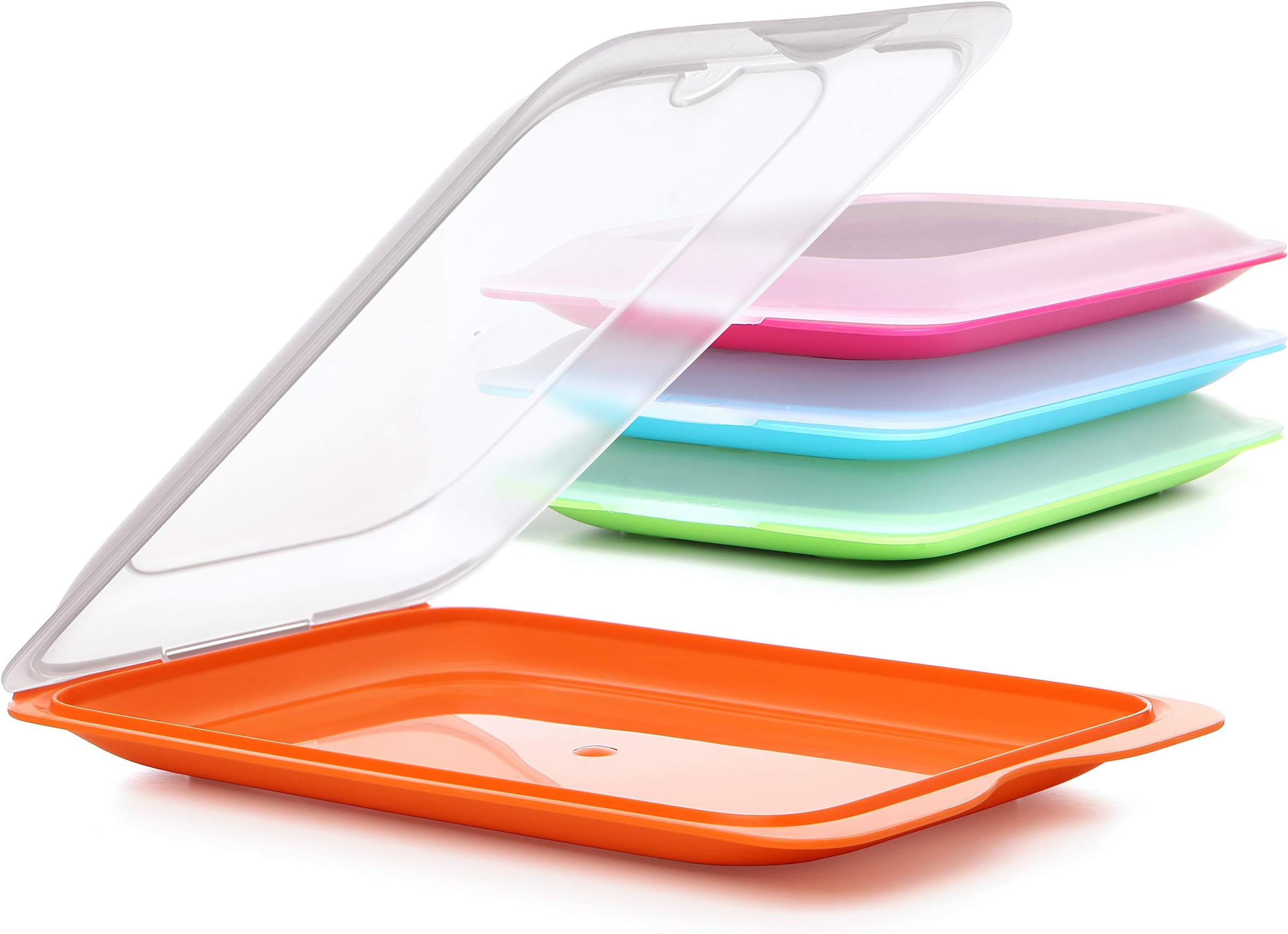 TATAY Set 4 cold meat container, with lid and body removed, in four colours, reusable and stackable, made of BpA-free plastic