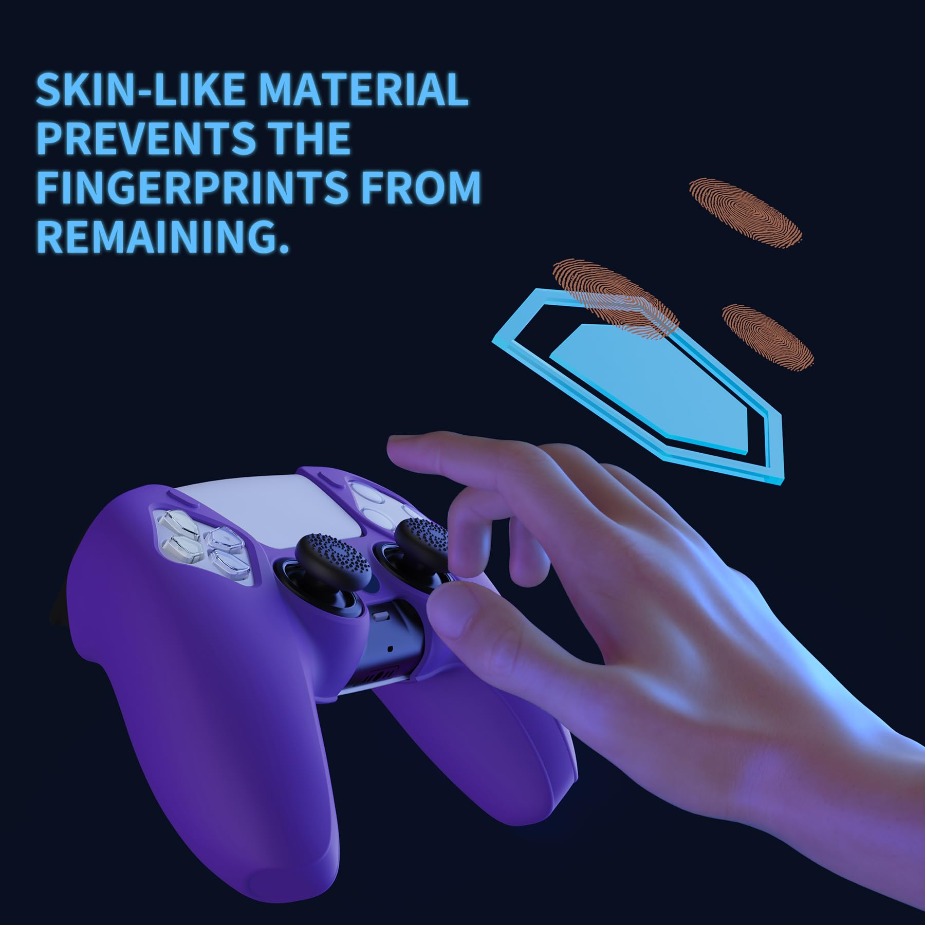 PlayVital Funda de Silicona para ps5 Mando - Cubierta Protectora Antideslizante y Suave con 6 Tapas para Pulgar, Grip Mejorado, Compatible con Base de Carga (Pure Series-Efectivo 100 Dólares) — view 66