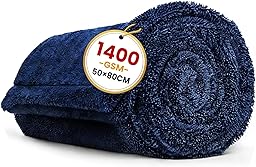 Omtofo 80×50 cm Microfibre Sechage Voiture, 1400GSM Super Absorbant Micro Fibre Sechage Voiture, Non Pelucheux, Fibres Arrondies Douces, Séchage sans Traces, sans Traces pour Auto Moto Vitre