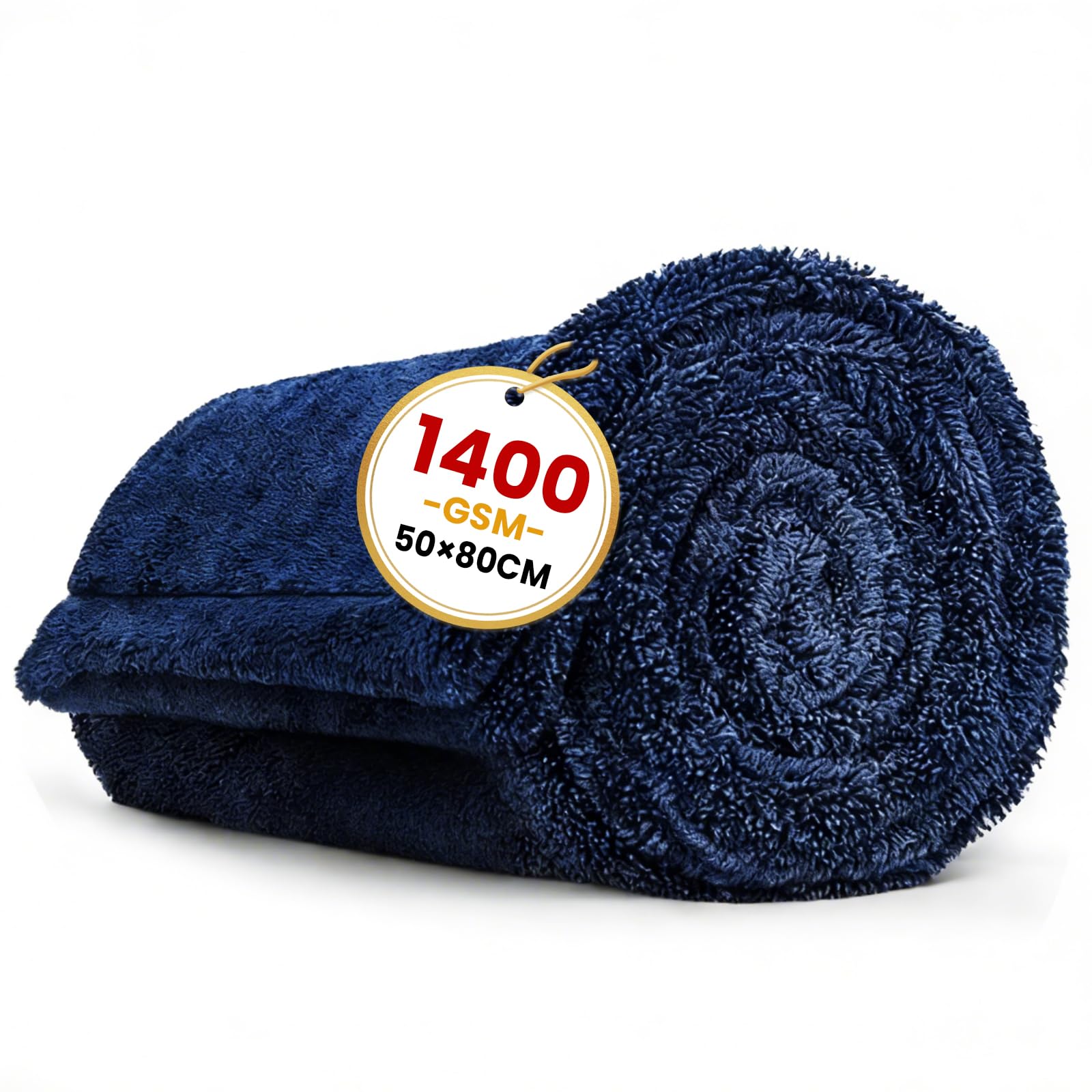 Omtofo 80×50 cm Microfibre Sechage Voiture, 1400GSM Super Absorbant Micro Fibre Sechage Voiture, Non Pelucheux, Fibres Arrondies Douces, Séchage sans Traces, sans Traces pour Auto Moto Vitre - 1