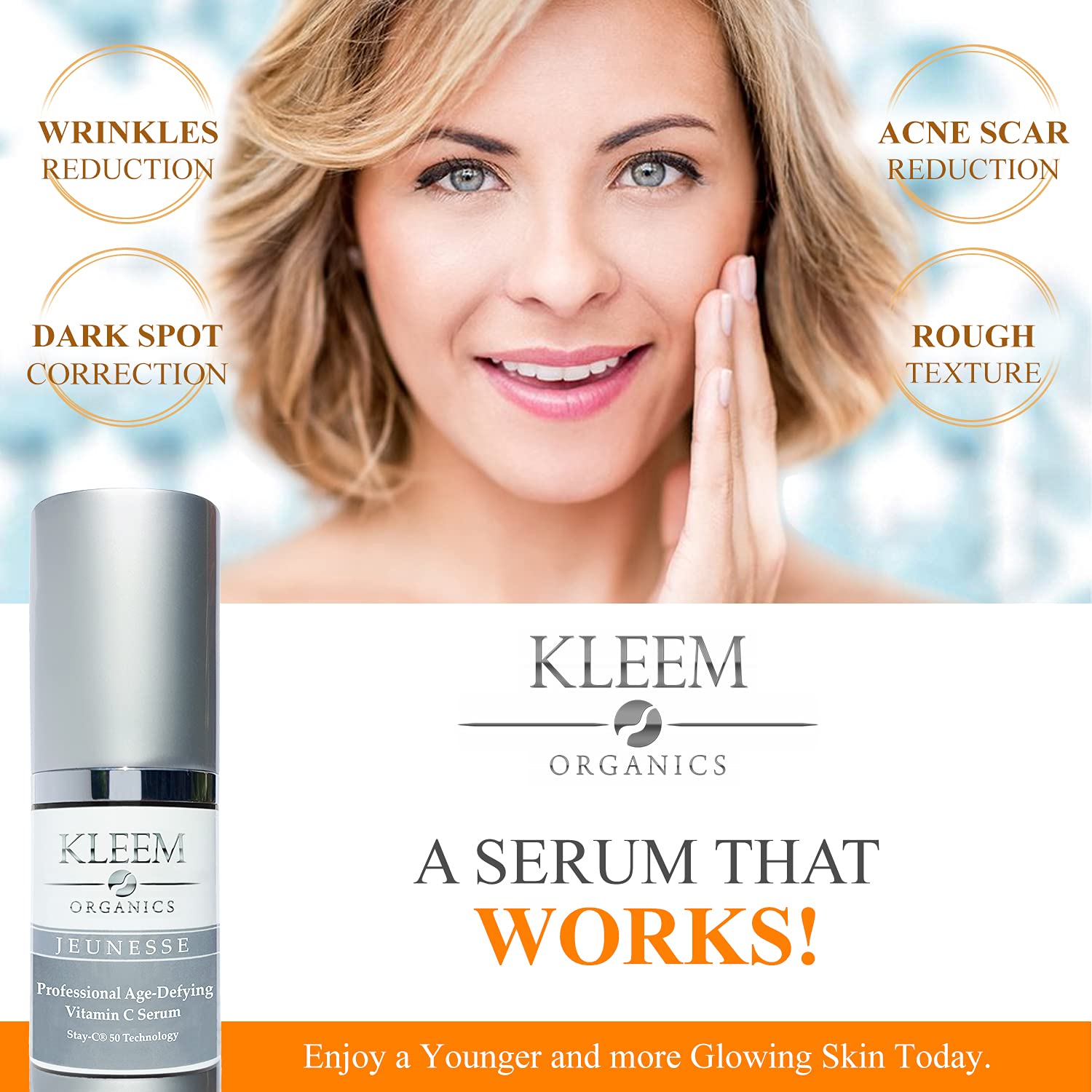 Kleem Organics Vitamin C Serum for Face with Hyaluronic Acid & Vitamin