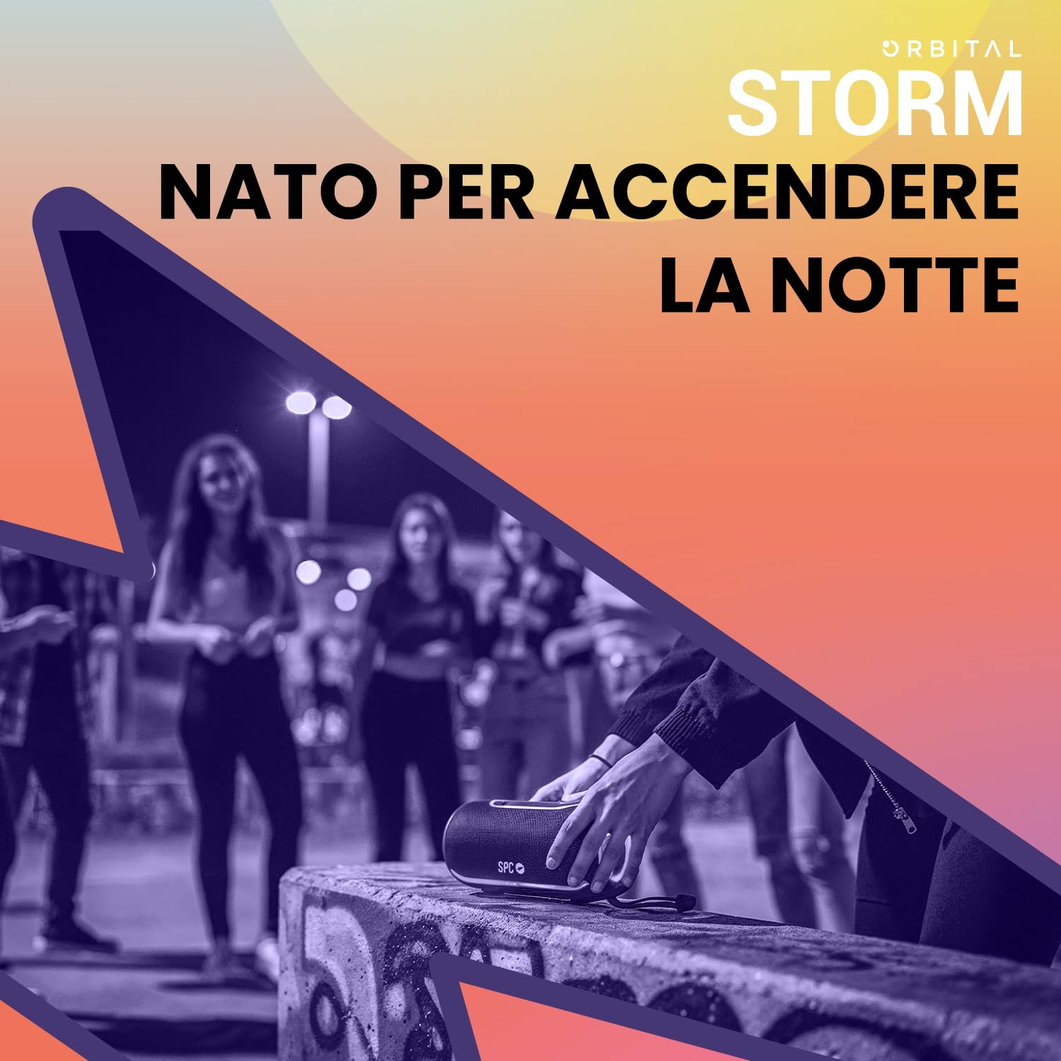 SPC Orbital Storm – Altoparlante Bluetooth portatile 60 W con luce LED a 360° | Durata batteria fino a 20 ore| Impermeabile IPX6 | True Wireless | USB, microSD e jack da 3,5 mm | Cinghia altoparlante