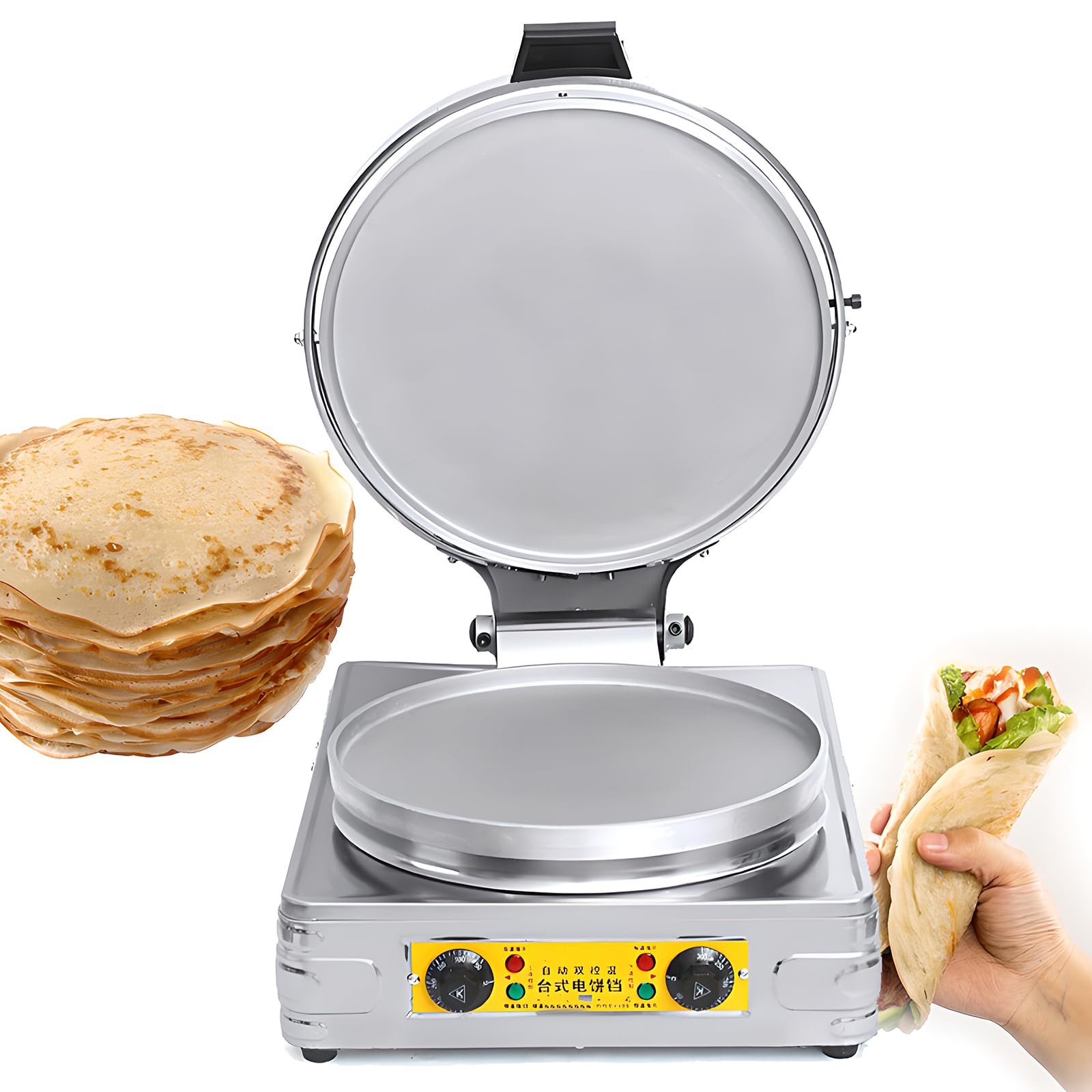 MYUYEE Pancake Maker, 2700W Electric Crepe Maker, Stainless Steel Grill with Convenient Operation Panel for Home and Commercial Use
