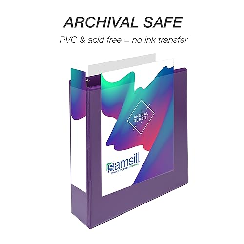 Vista 335 de Samsill Carpeta duradera de 1.5 pulgadas, fabricada en los Estados Unidos, carpeta de anillos en D, carpeta transparente personalizable, color Negro