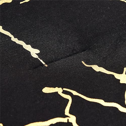 Miniatura 5 de Holawakaka Juego de edredón de mármol metálico dorado, tamaño individual, juegos de ropa de cama con purpurina con estampado de papel de aluminio,