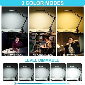SR5X LED Lighted Table Magnifier | 5x Magnification, 72 LEDs, Foldable Arm, 3 Light Modes & 10 Stage Brightness Adjustment
