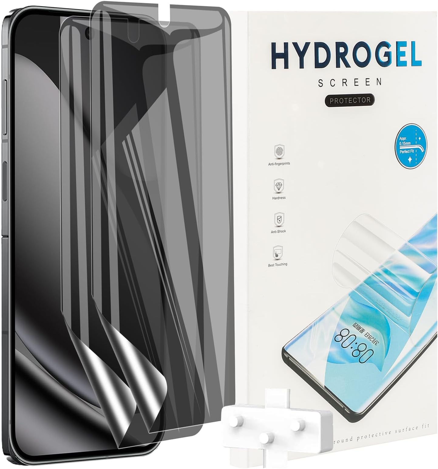 2 Pack Screen Protector for Google Pixel 10 Pro XL/Pixel 9 Pro XL，Anti-Spy Support Fingerprint Unlock,Bubble-Free,Scratch Resistant Full Coverage Flexible TPU Protector Flim