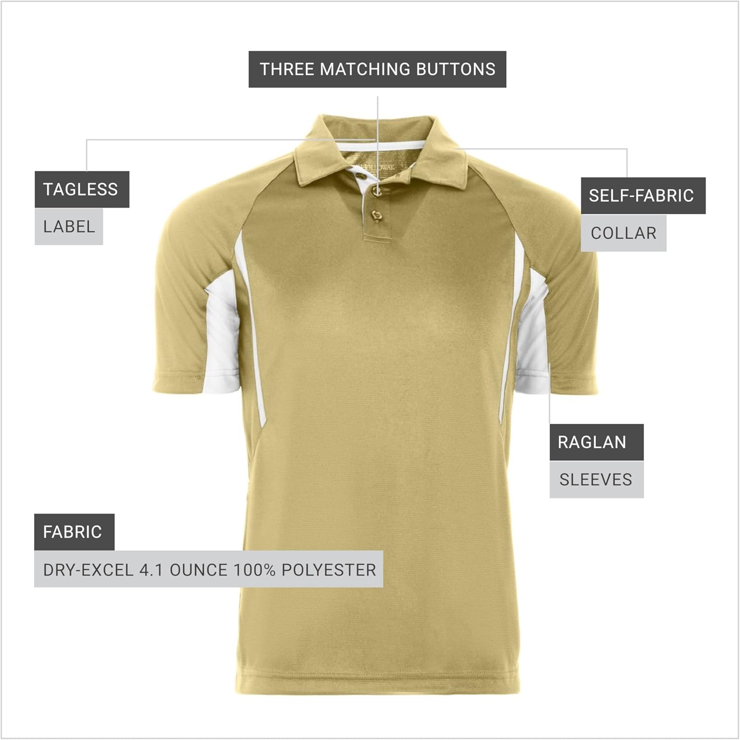 Holloway Men's Holloway Mens Avenger Polo – Golf Polo Shirts for Men, Tag-Free Athletic Short Sleeve Polo