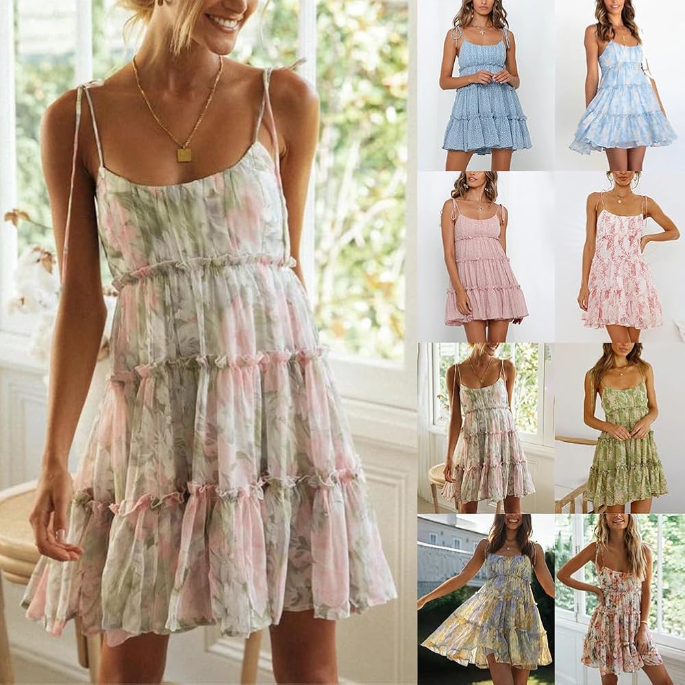 Abito Donna Estivo Floreale Bohémien | Manica Corta, Collo Alto, In Poliestere, Taglie S-XXL - Foto 3