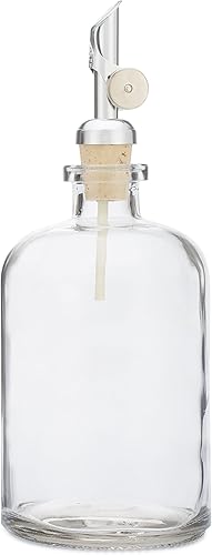 Rail19 Dispensador de enjuague bucal de vidrio transparente con boquilla de metal para verter  Dispensador de aceite de cocina y vinagre, perfecto