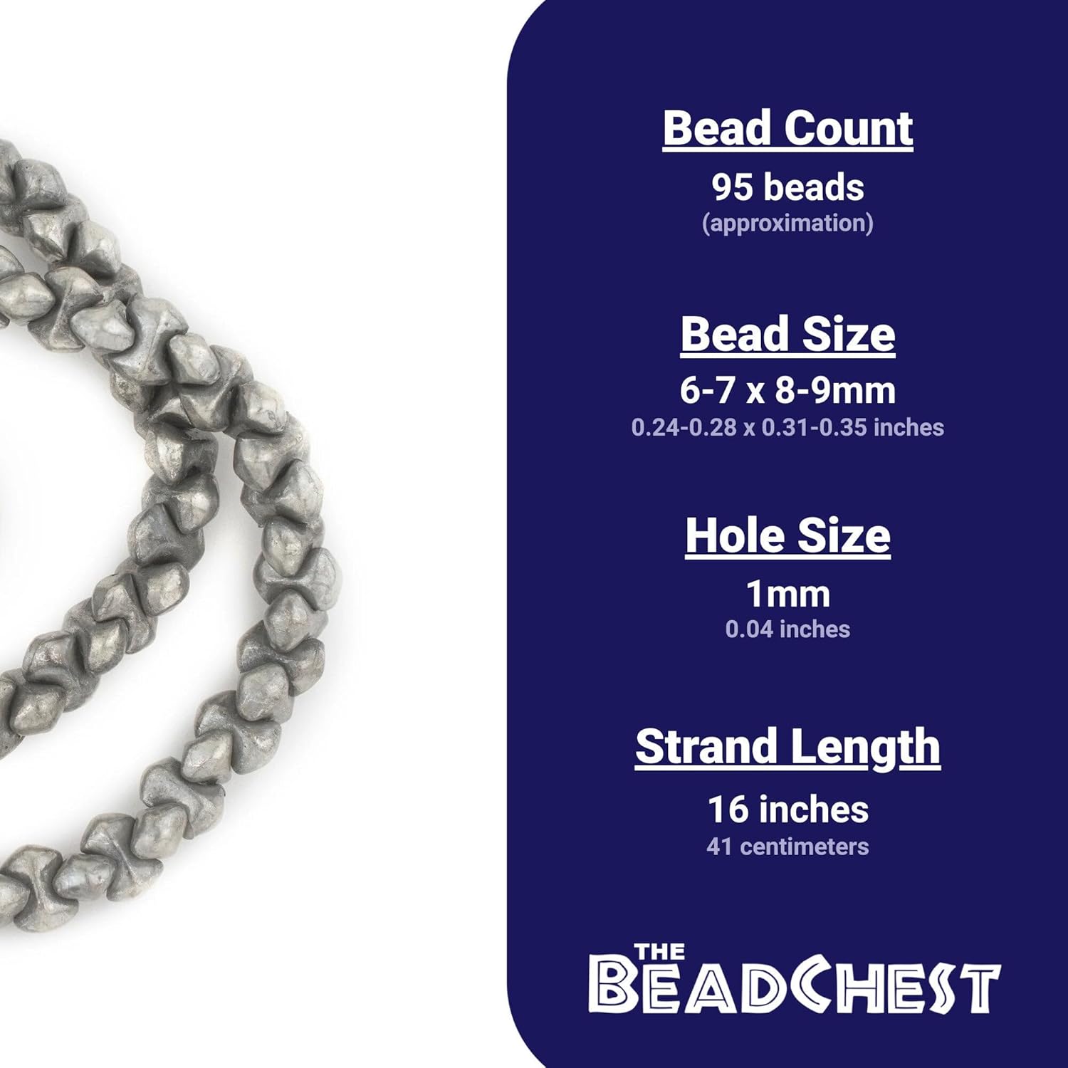The Bead Chest Silver Interlocking Anvil Beads 8mm, Full Strand of Quality Metal Spacers for DIY Jewelry Design