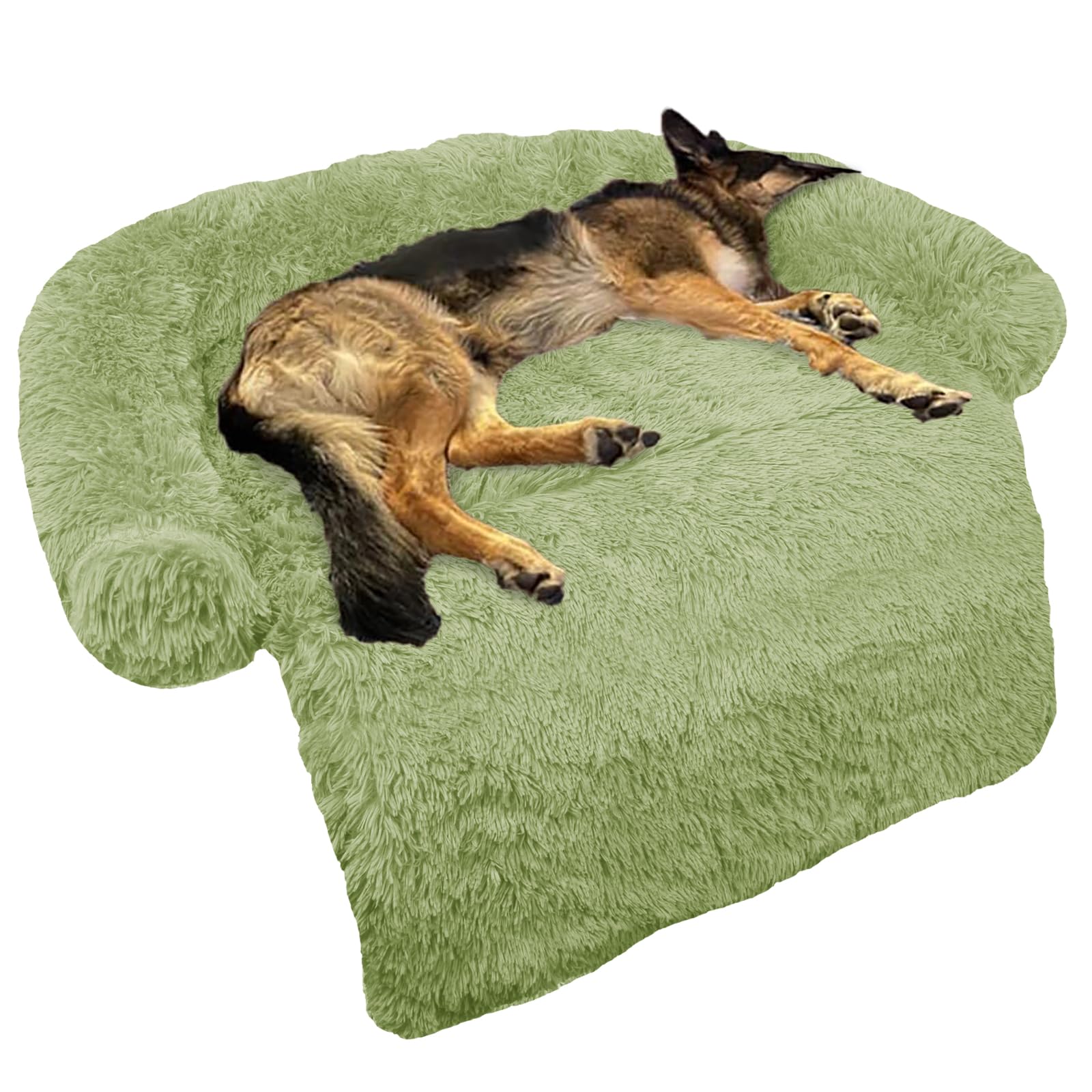 GGIB Calming Dog Bed Fluffy Plush Dog Mat for Furniture Protector with Removable Washable Cover for Large Medium Small Dogs and Cats (Large, Grass