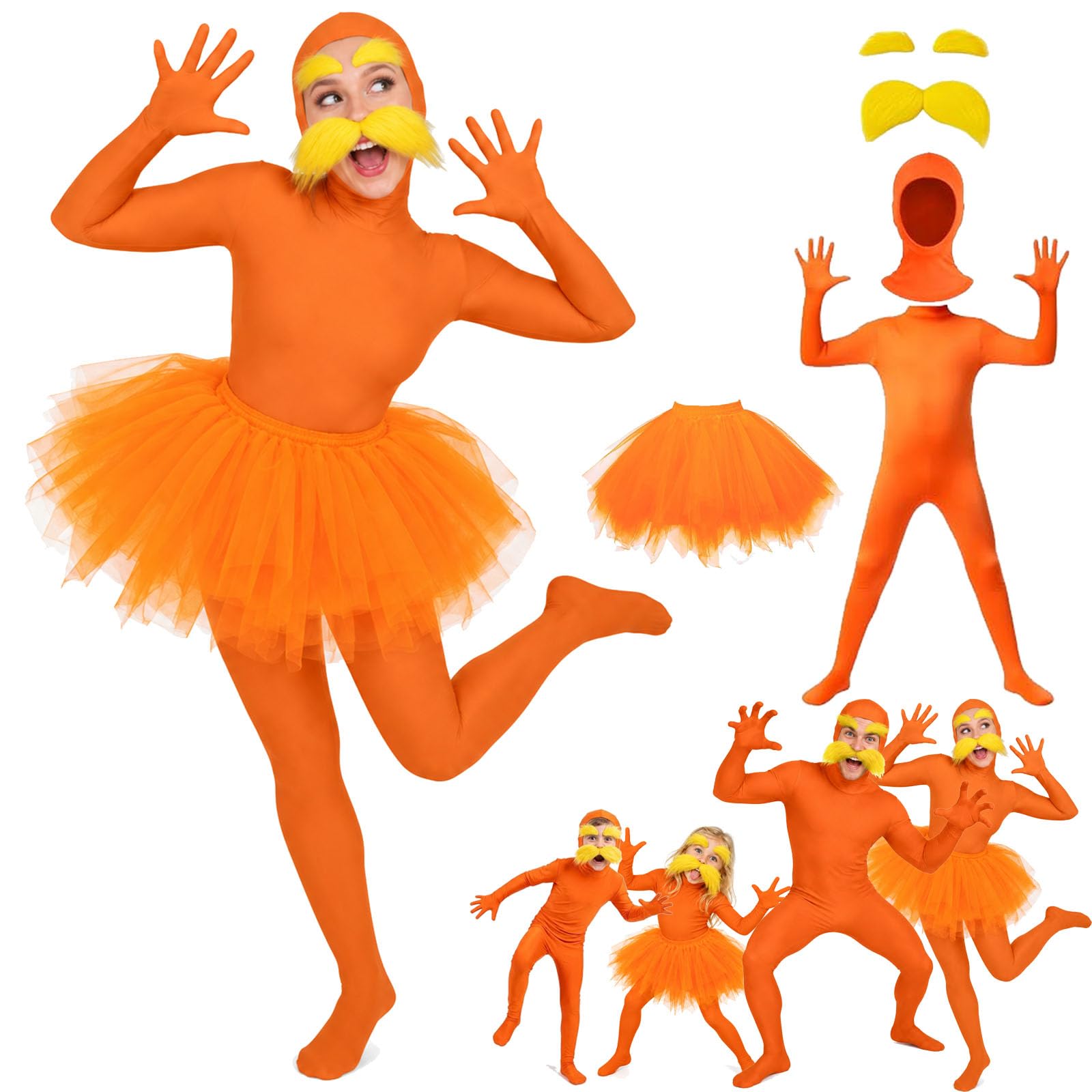Orangener Ganzkörperanzug Damen Herren Unisex Orange Kostüm, Erwachsene Anzug Faschingskostüme Karneval Kostüm Damen Bodysuit Open Face Jumpsuit für Halloween Kostüm Fasching Karneval Cosplay Party