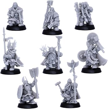 Dwarf Heroes Miniatures Set   8 Fantasy Dwarves | 32mm Scale