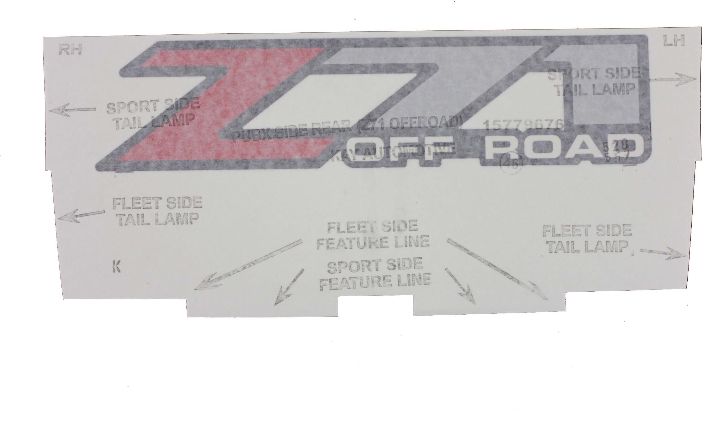 Genuine GM Accessories 15779676 Right Bedside Z71 Off-Road Decal