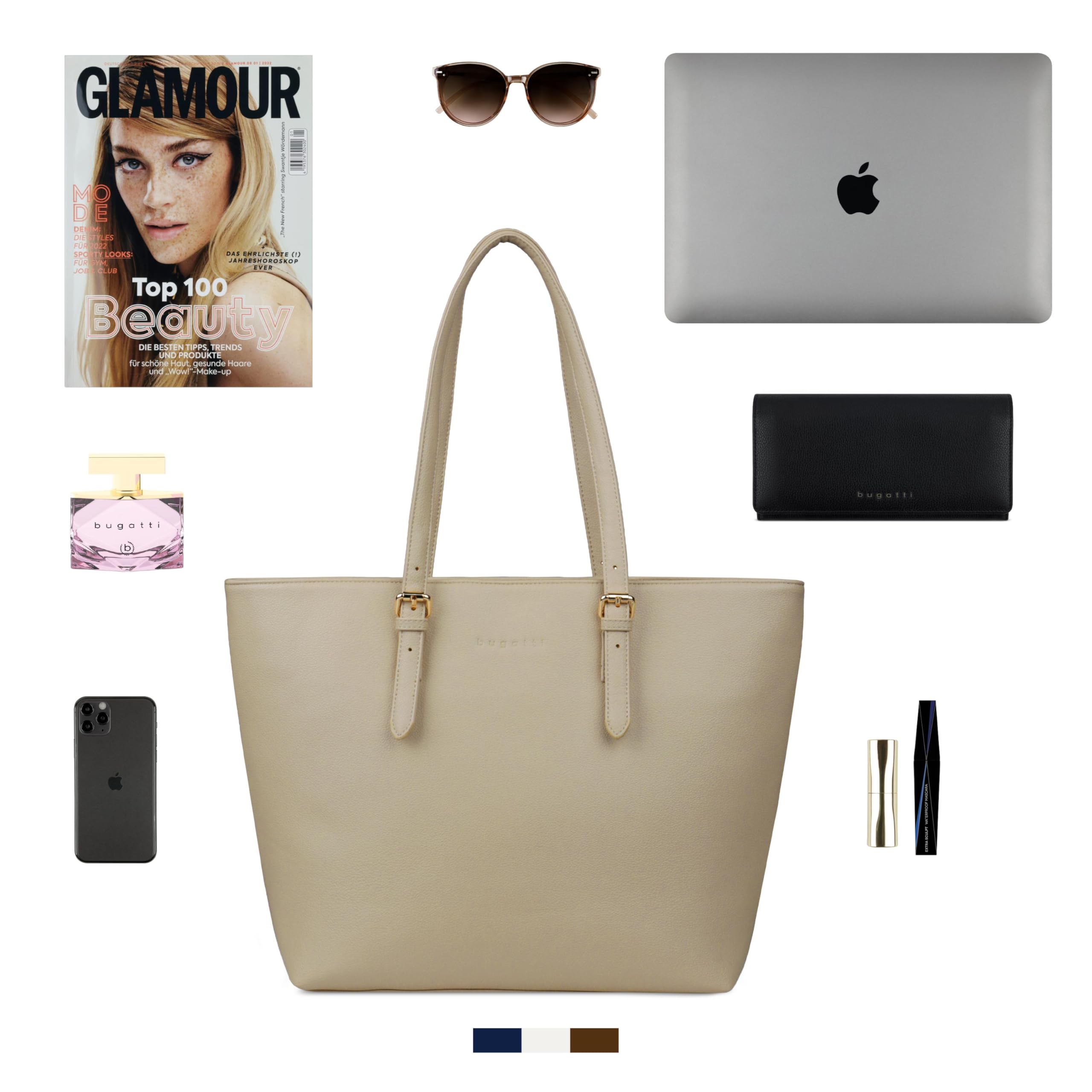 bugatti Mare 3.0 – Bolso grande tipo tote para mujer, bolso ligero de imitación de cuero