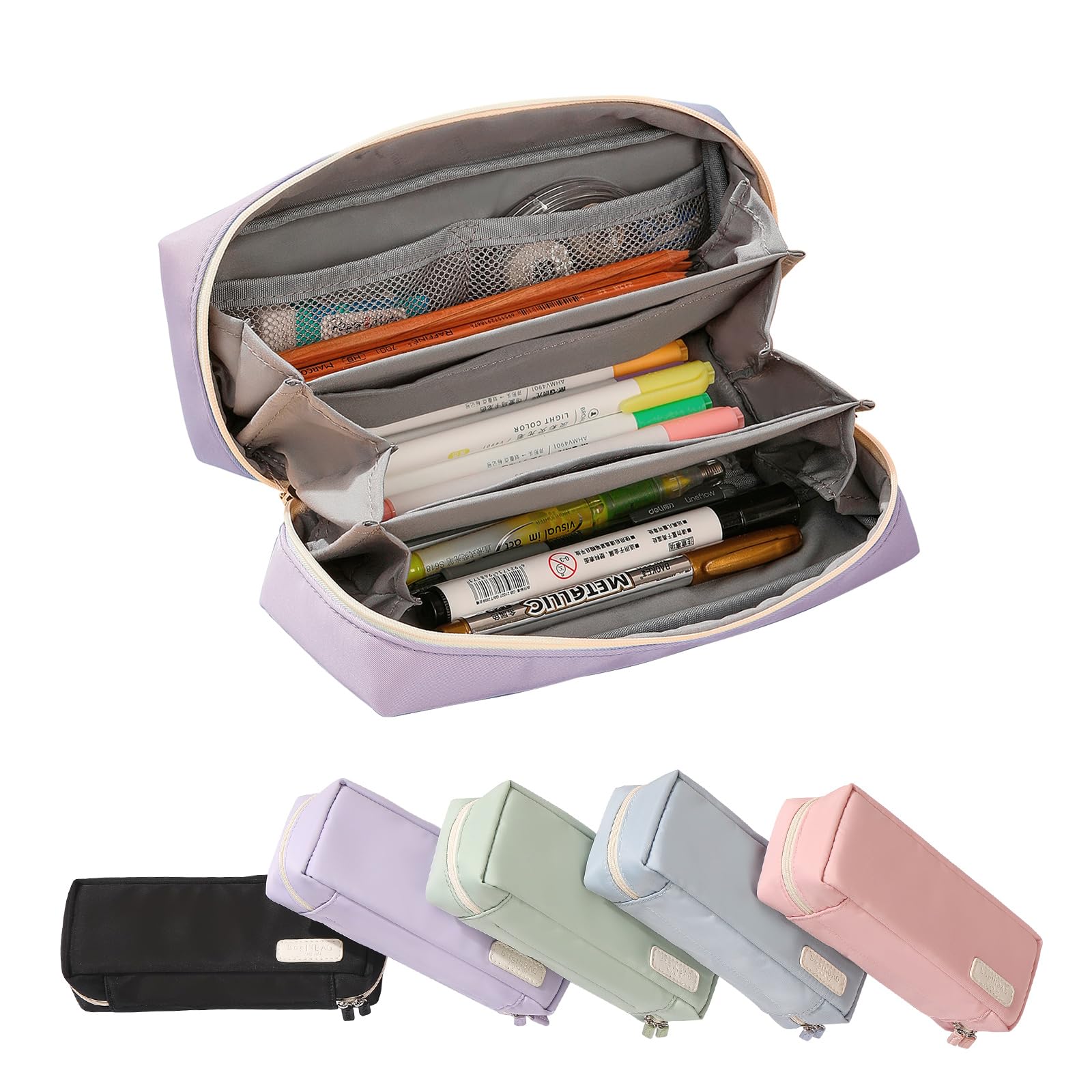 QIANPA - Estuche organizador pequeño con cremallera, bolsa ligera estética, bolsa morada para hombres y mujeres