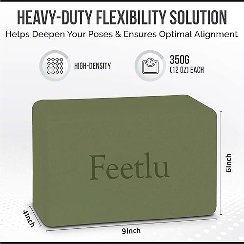 Miniatura 2 de Bloques de yoga de espuma EVA de alta densidad, 9 x 6 x 4 pulgadas, antideslizantes e inodoros, ligeros (0.77 libras), para yoga, pilates,