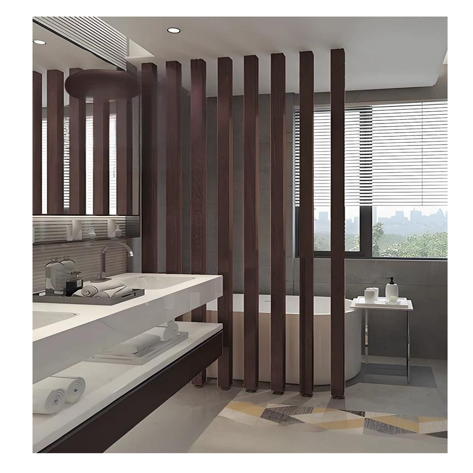 Floor to Ceiling Wall Partition Post Room Divider Pole, Privacy Screen Slats, Separation Column/Separadores De Cuartos,Freestanding metal partition(8 root,220cm/86.6in/7.21ft)