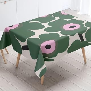 Marimekko 花朵图案 桌布 长方形 餐桌垫 防水加工 正方形 防污 时尚 简约 桌罩 耐热 可整体清洗 保养简单 家庭用 4人 多用途,16,140*200