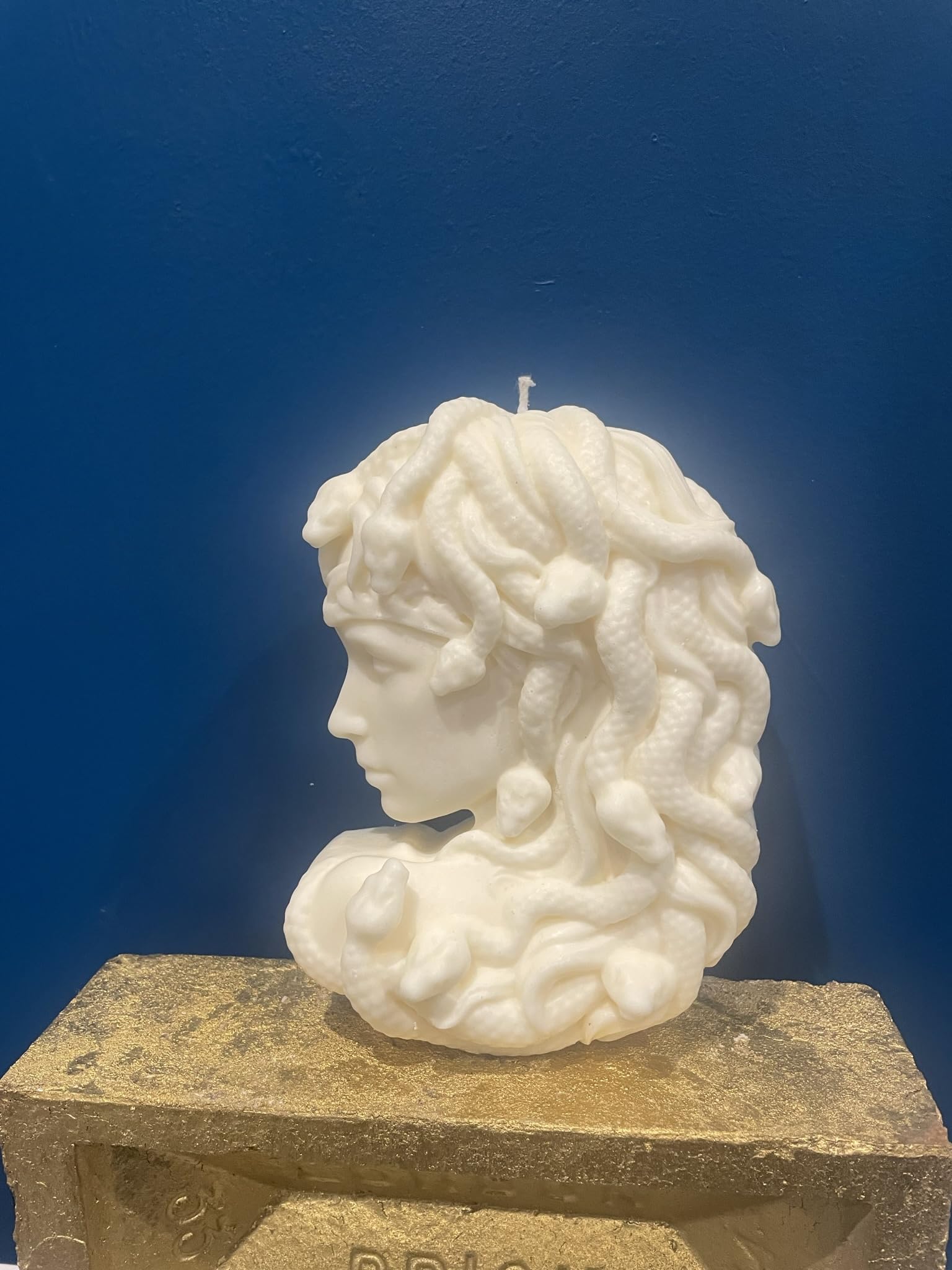 Medusa Snake Hair Queen Large Lady Female Head Soy Wax Candle fragranced Bust Sculpture (Lime Basil Mandarin Fragrance)