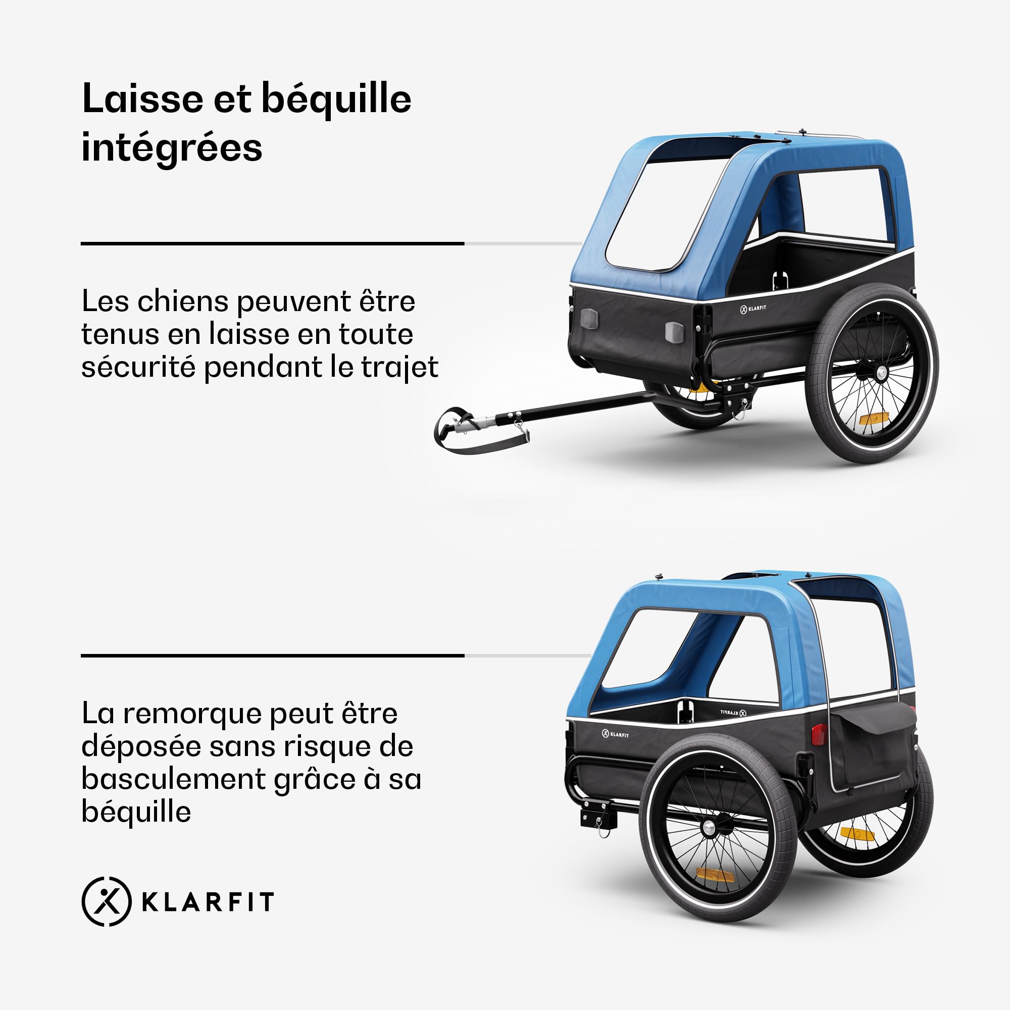 Klarfit remorque de vélo Hybride Maison/Cargo très spacieuse 334 L, Construction Solide en Acier avec réflecteurs intégrés - idéale pour Transporter Votre Chien à vélo